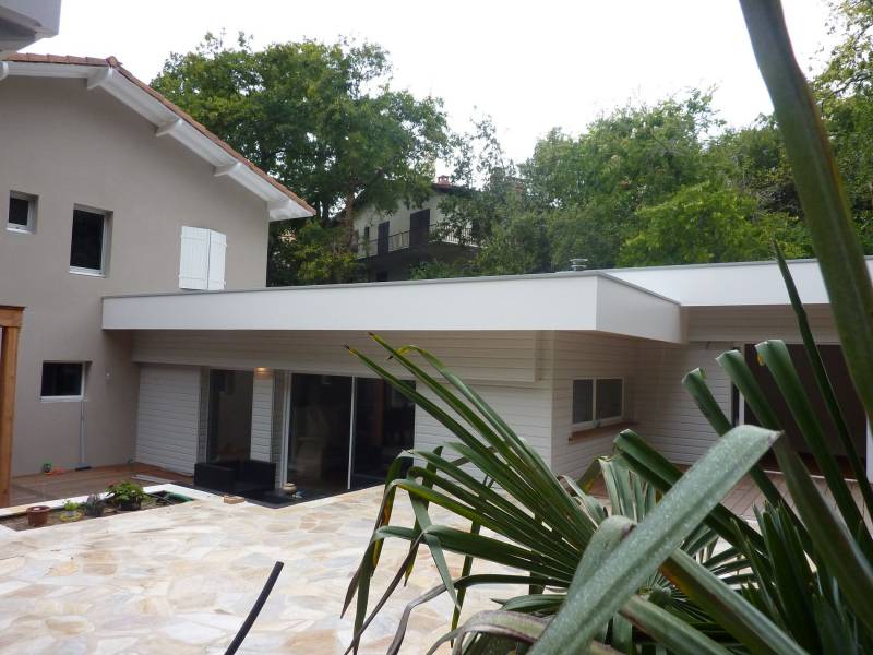 Extension en ossature avec toit terrasse sur le bassin d'Arcachon 33